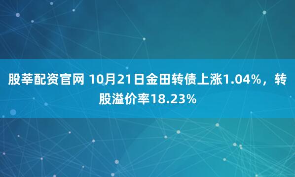 股莘配资官网 10月21日金田转债上涨1.04%,转股溢价率18.23%